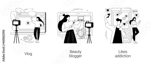 Social media star abstract concept vector illustrations.