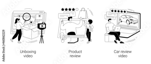 Video content abstract concept vector illustrations.