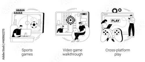 Digital gaming abstract concept vector illustrations.