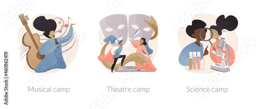 Summer vacation camps abstract concept vector illustrations.