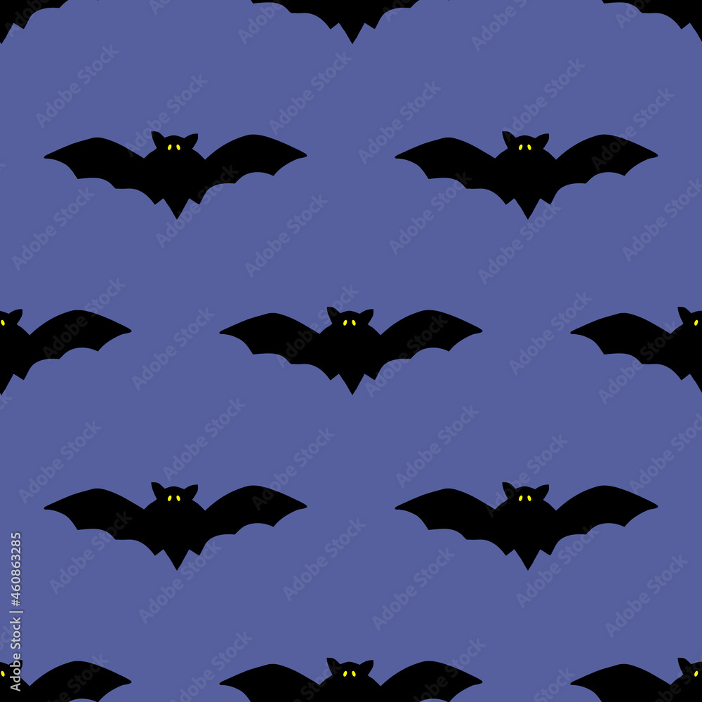 Naklejka premium Bright seamless illustration with bats. Vector drawing on the theme of Halloween.