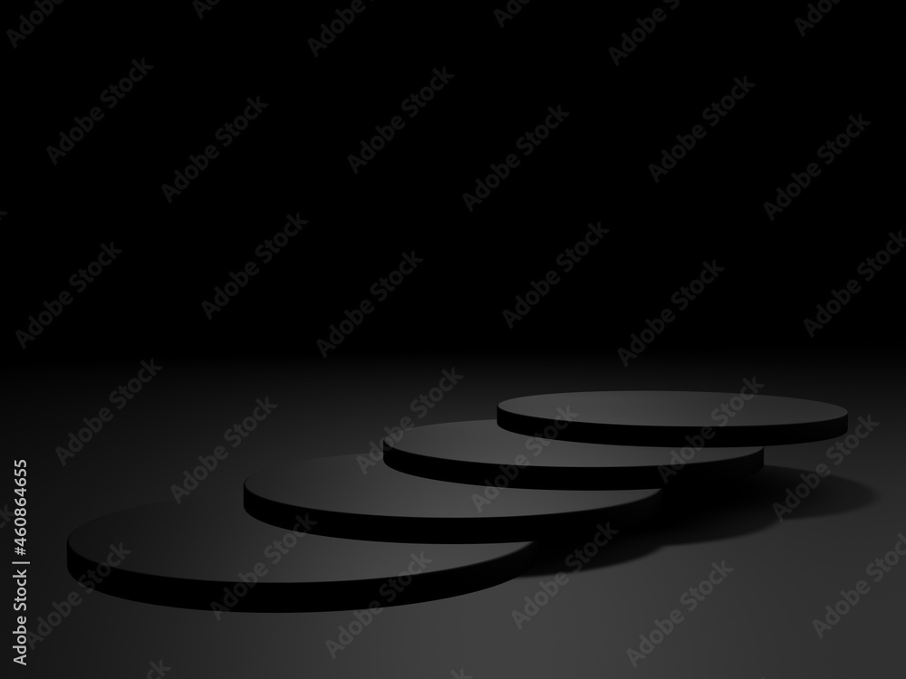 3D black geometric product podium. Dark background. 3D black geometric product podium. Dark background.