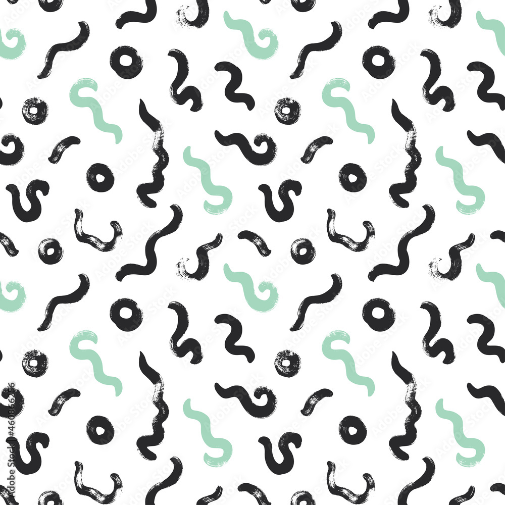 Black and white wavy organic rounded shapes seamless pattern. Organic irregular circular vector lines or fingerprint pattern. Seamless black and white chaotic vector design in Memphis style Black and white wavy organic rounded shapes seamless pattern. Organic irregular circular vector lines or fingerprint pattern. Seamless black and white chaotic vector design in Memphis style