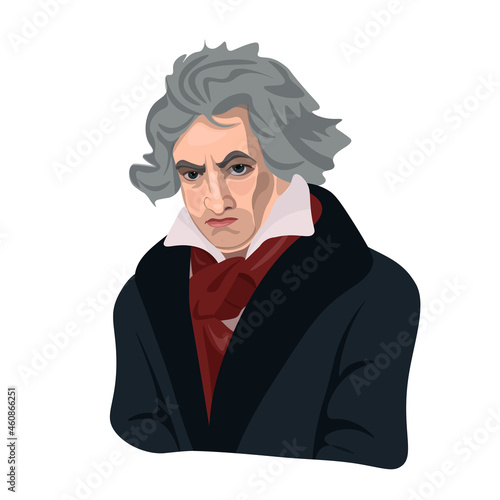 Famous composer Ludwig van Beethoven, vector portrait