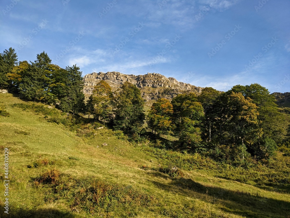 Beautiful sunset on the mountain. Peak Speer with a fantastic view of the swiss alps. Beautiful evening mood in autumn Beautiful sunset on the mountain. Peak Speer with a fantastic view of the swiss alps. Beautiful evening mood in autumn