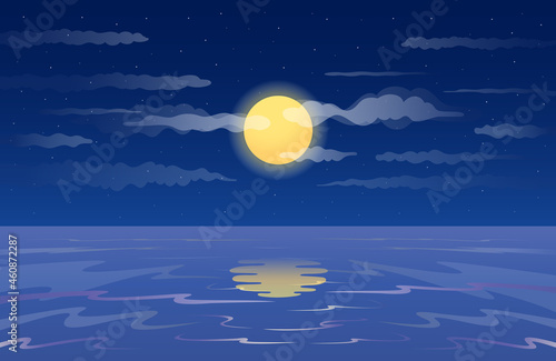 Full Moon Reflected in Water Scenery Background