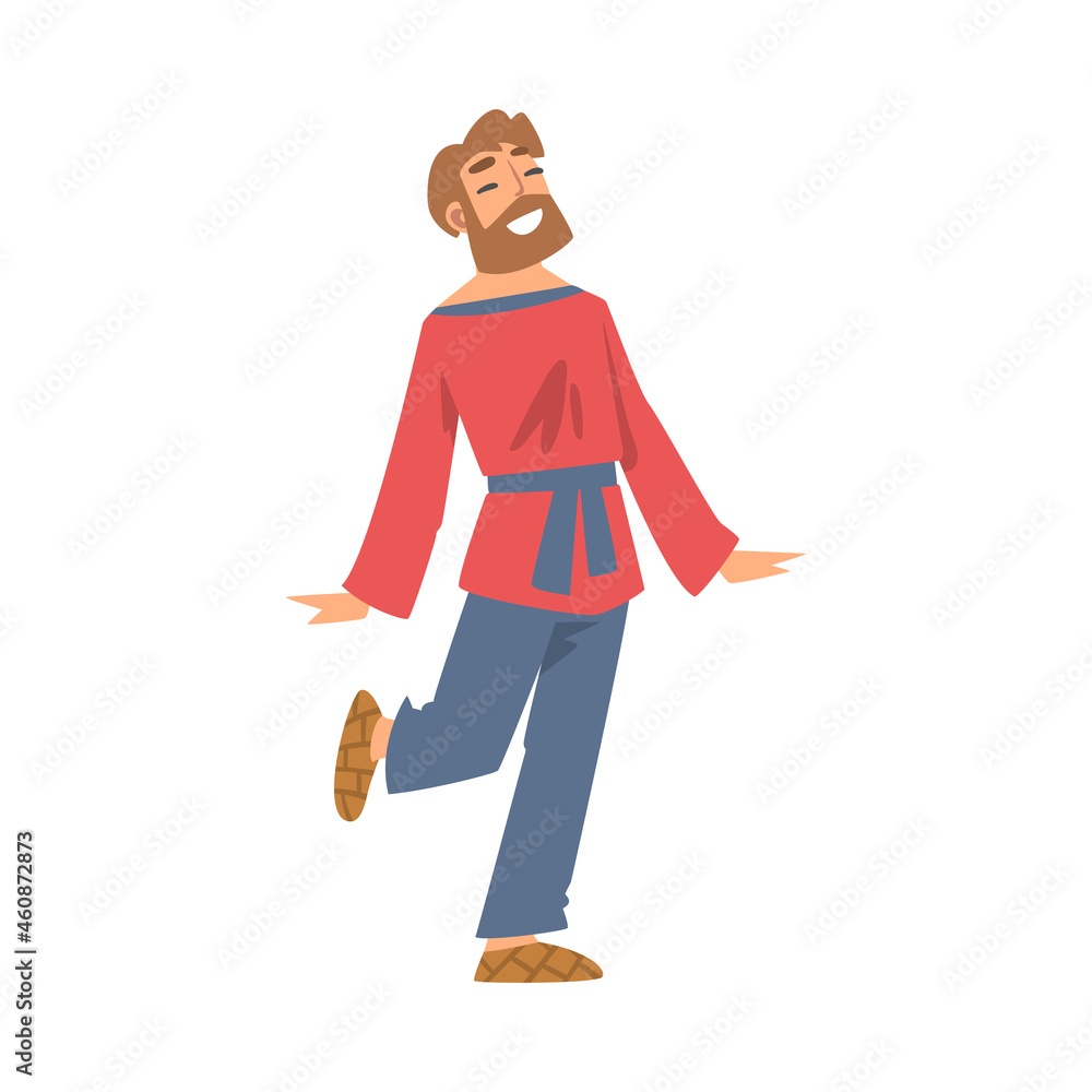 Slav or Slavonian Man Character in Ethnic Clothing Dancing Vector Illustration Slav or Slavonian Man Character in Ethnic Clothing Dancing Vector Illustration