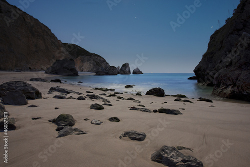 Scenic view of a beach covered in rocks in Pedreiras, Brazil photo