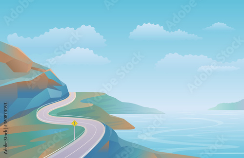 Coastal Road Natural Scenery Landscape Background