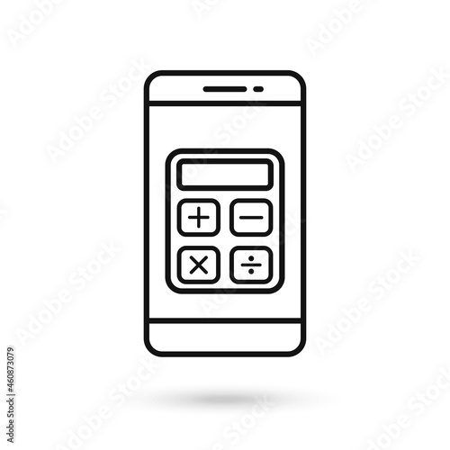 Mobile phone flat design with calculator icon.