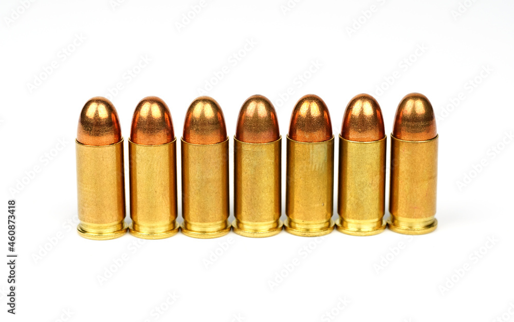 gold bullets isolated on white background.
gold bullets isolated on white background.