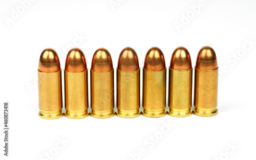 gold bullets isolated on white background. 