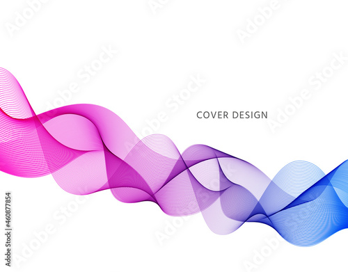 Wave background. Abstract wavy banner. Flyer with curved flow lines. Cover with fluid gradient on white backdrop. Wallpaper with futuristic blend. Modern geometric poster. Vector illustration.