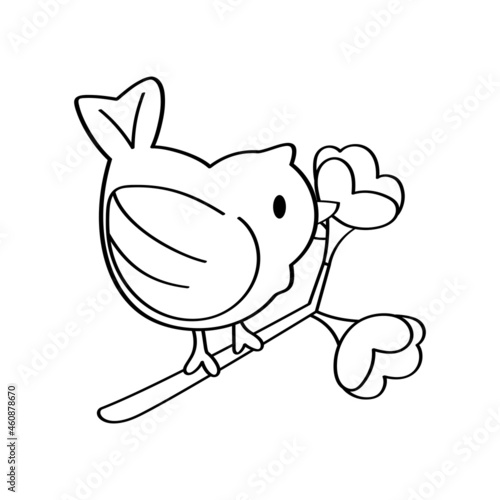 Isolated cute bird on a branch Vector illustration