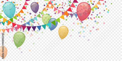 colored garlands and balloon party background