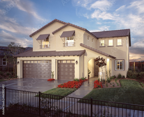 New Home architecture. House with landscaping