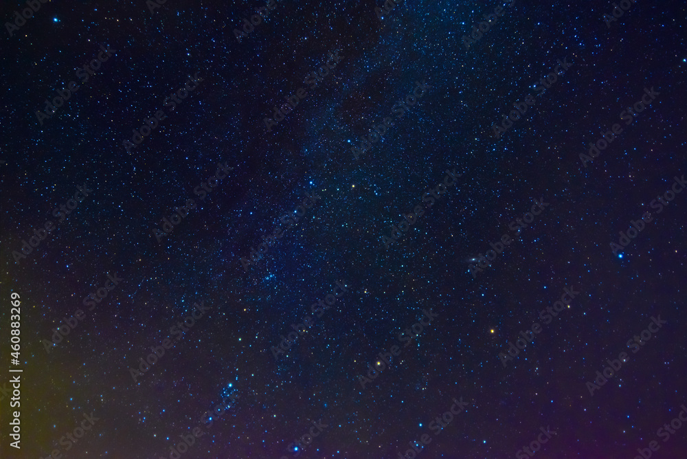 Obraz premium Milky Way in starry sky with nebulae and galaxies. Background with stars and space