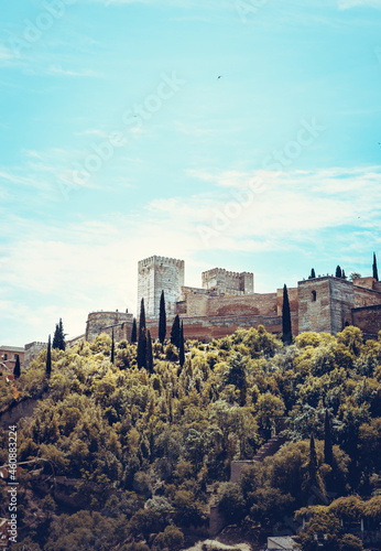 Granada Alhambra in Spain. Arabic castle. Arabian arquitecture