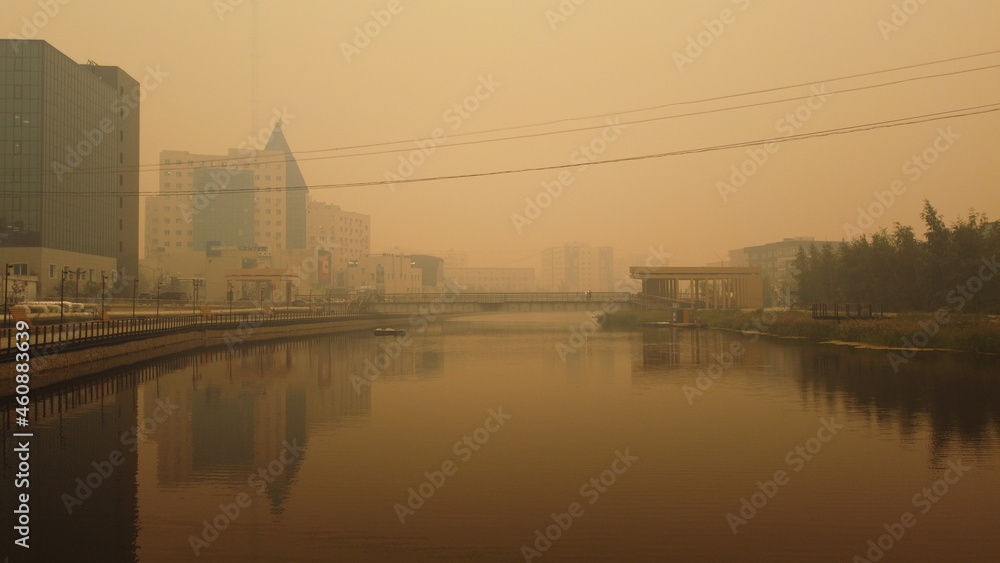 The city of Yakutsk in the smoke from forest fires in Yakutia in 2021 The city of Yakutsk in the smoke from forest fires in Yakutia in 2021
