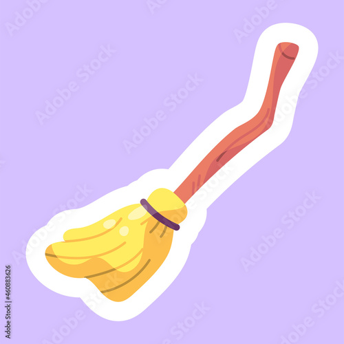 Isolated cute halloween witch broom icon Vector illustration