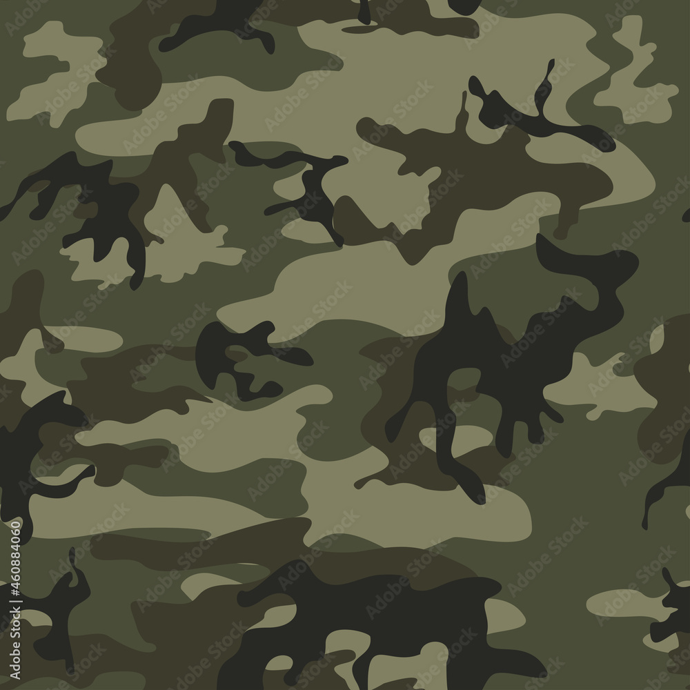 Fototapeta premium Forest vector camouflage background, army texture, hunting design.