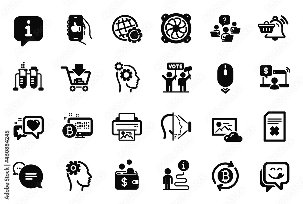 Vector Set of Technology icons related to Bitcoin system, Like app and Photo cloud icons. Notification cart, Face id and Online shopping signs. Globe, Voting campaign and Delete file. Vector Vector Set of Technology icons related to Bitcoin system, Like app and Photo cloud icons. Notification cart, Face id and Online shopping signs. Globe, Voting campaign and Delete file. Vector