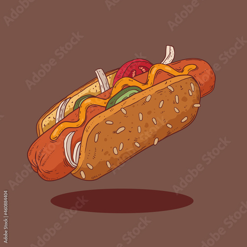 Vector illustration of hot dog