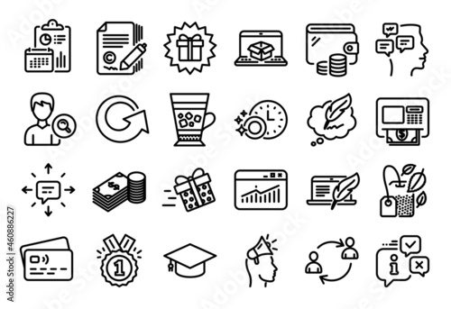 Wallpaper Mural Vector set of Website statistics, Reload and Sms line icons set. Calendar report, Money wallet and Credit card tag. Copyright laptop, Present delivery and Dishwasher timer icons. Vector Torontodigital.ca