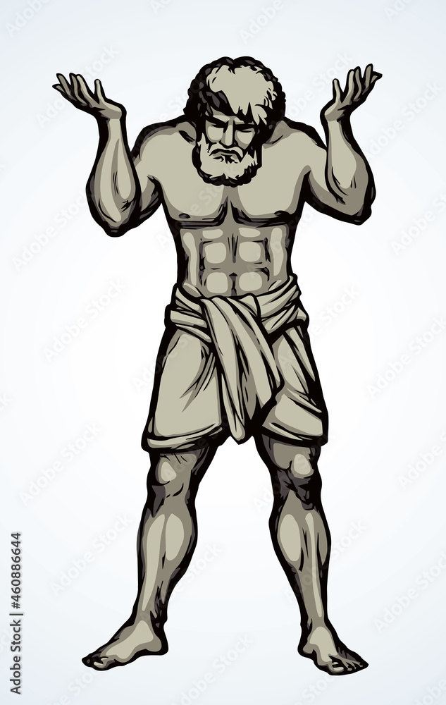 Atlas keeps the earth on their shoulders. Vector drawing silhouette Atlas keeps the earth on their shoulders. Vector drawing silhouette