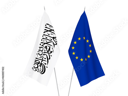 European Union and Taliban flags