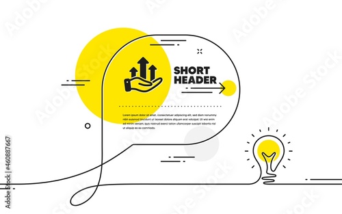 Growth chart simple icon. Continuous line idea chat bubble banner. Money profit sign. Investment symbol. Growth chart icon in chat message. Talk comment light bulb background. Vector