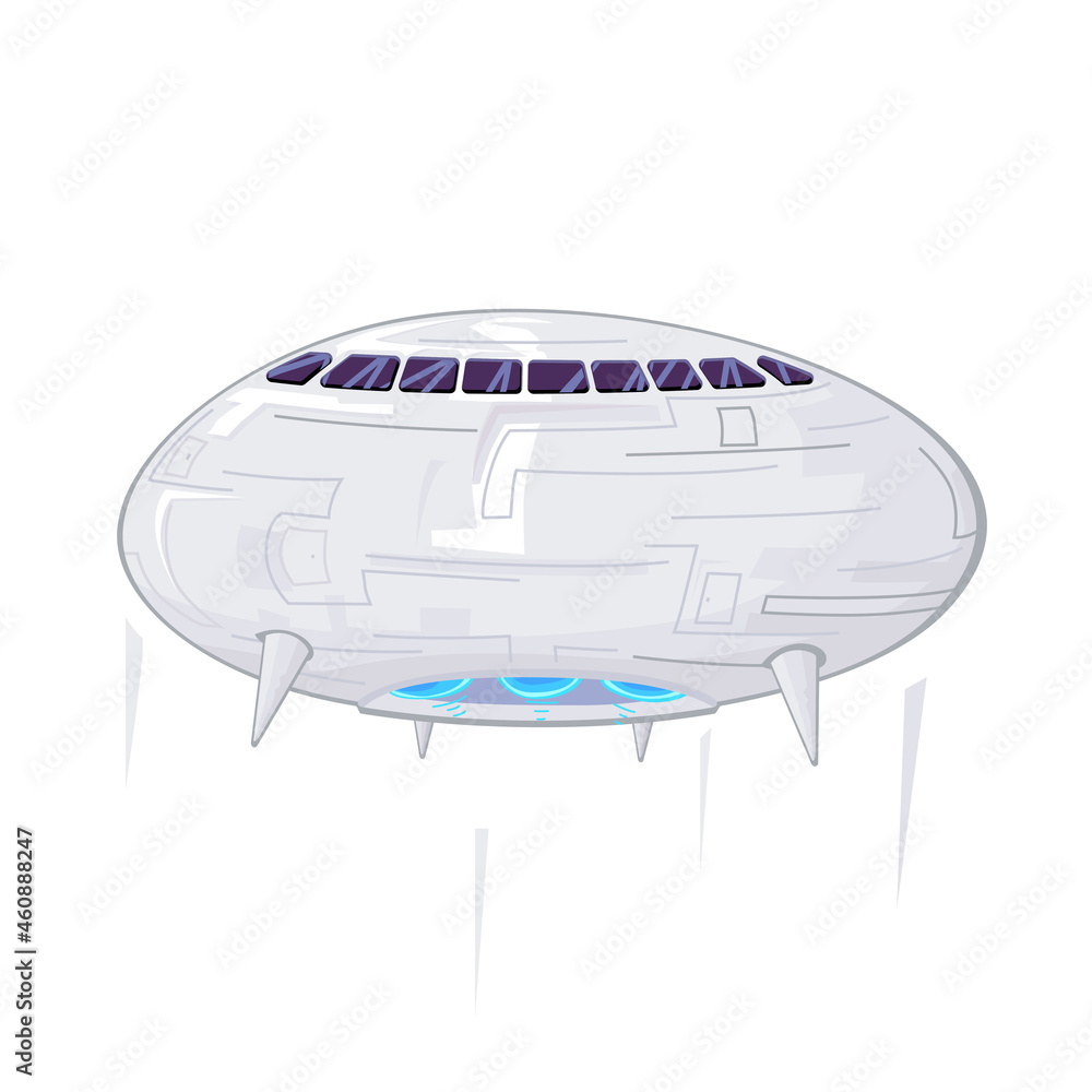 Fototapeta premium The unidentified flying object cartoon (UFO) isolated on white background.Vector illustration of alien spaceship.