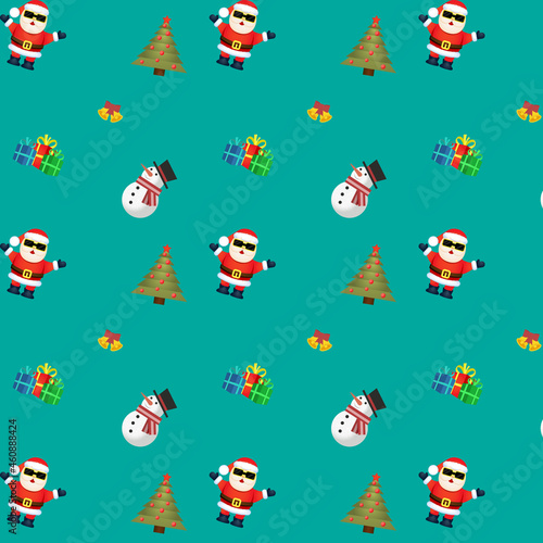 Wallpaper Mural Merry Christmas seamless pattern. Christmas pattern with Christmas tree and santa claus on a green background. New Year's pattern. Torontodigital.ca