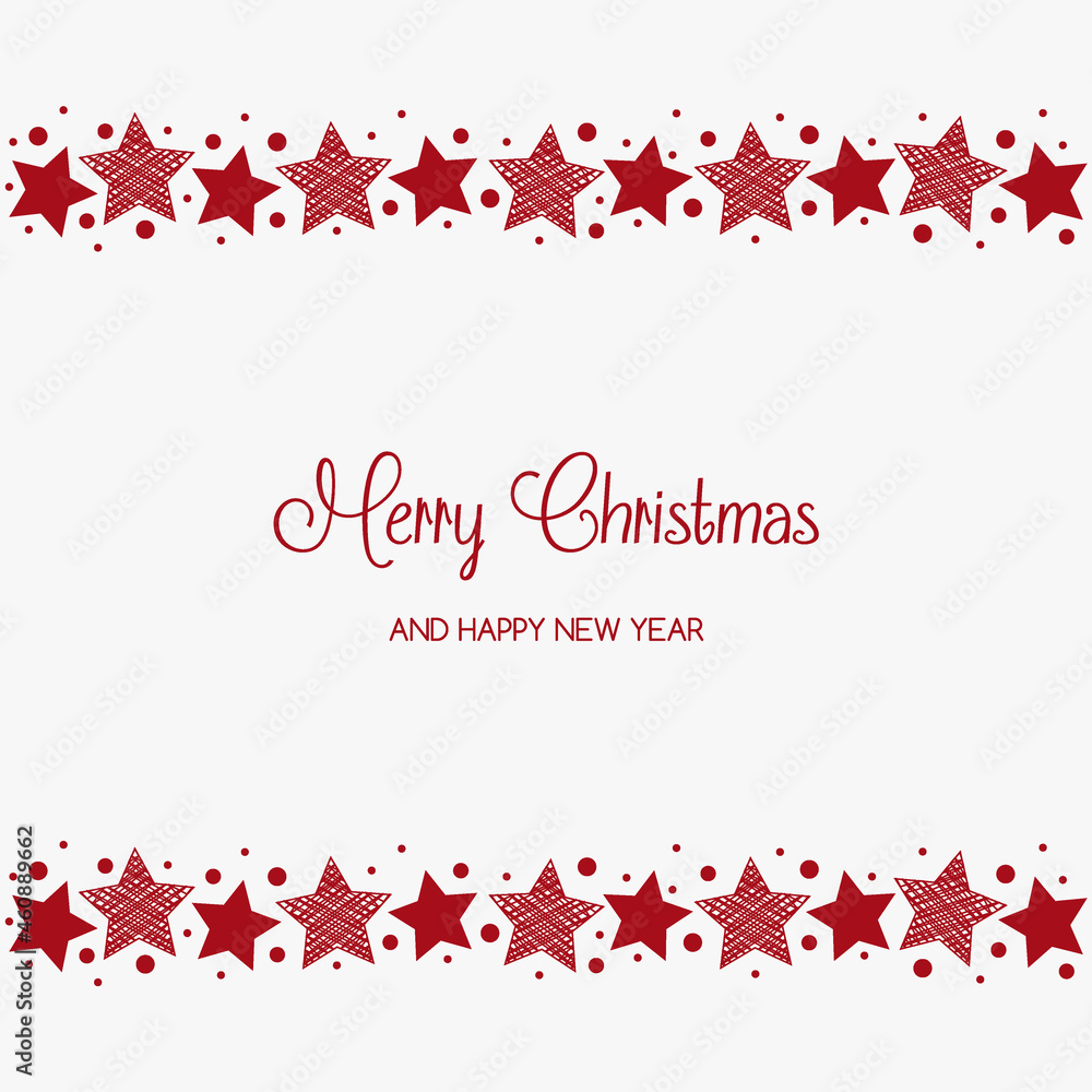 Christmas greeting card with hand drawn stars. Vector