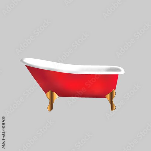 illustration of a vintage red bath