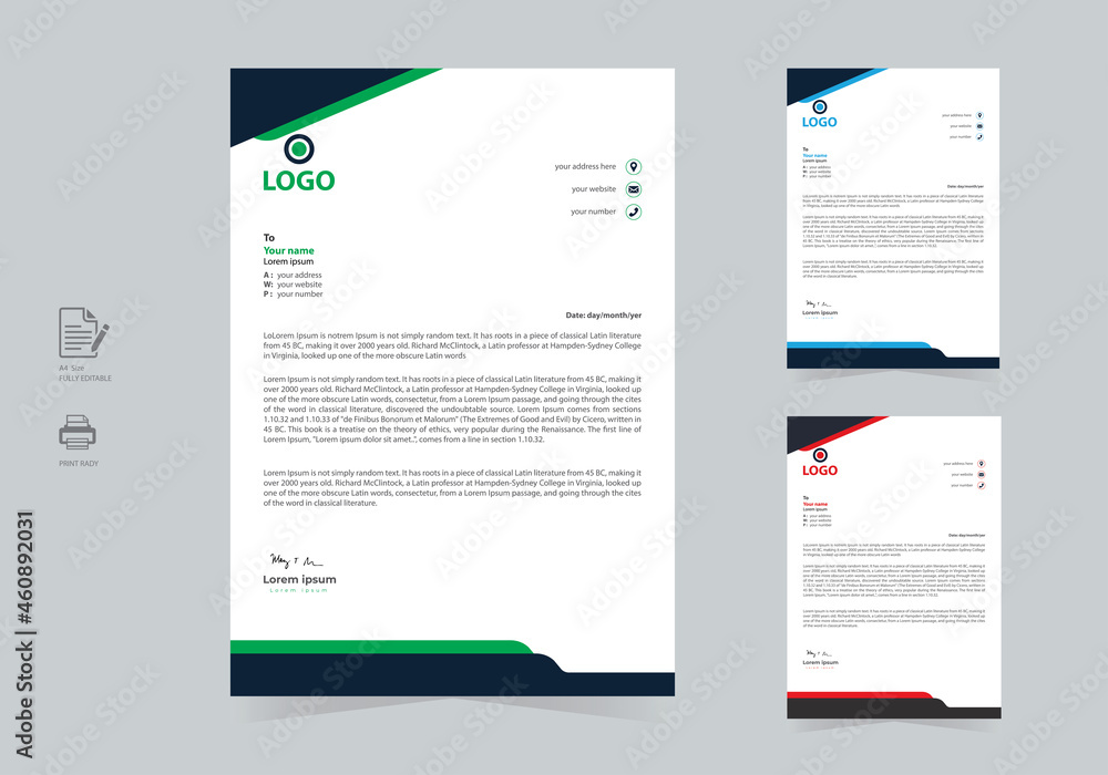 Corporate Official Creative Modern Abstract Professional Letterhead Design