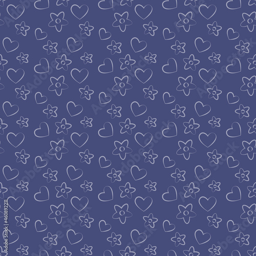 baby print seamless pattern heart flowers for kids vector illustration