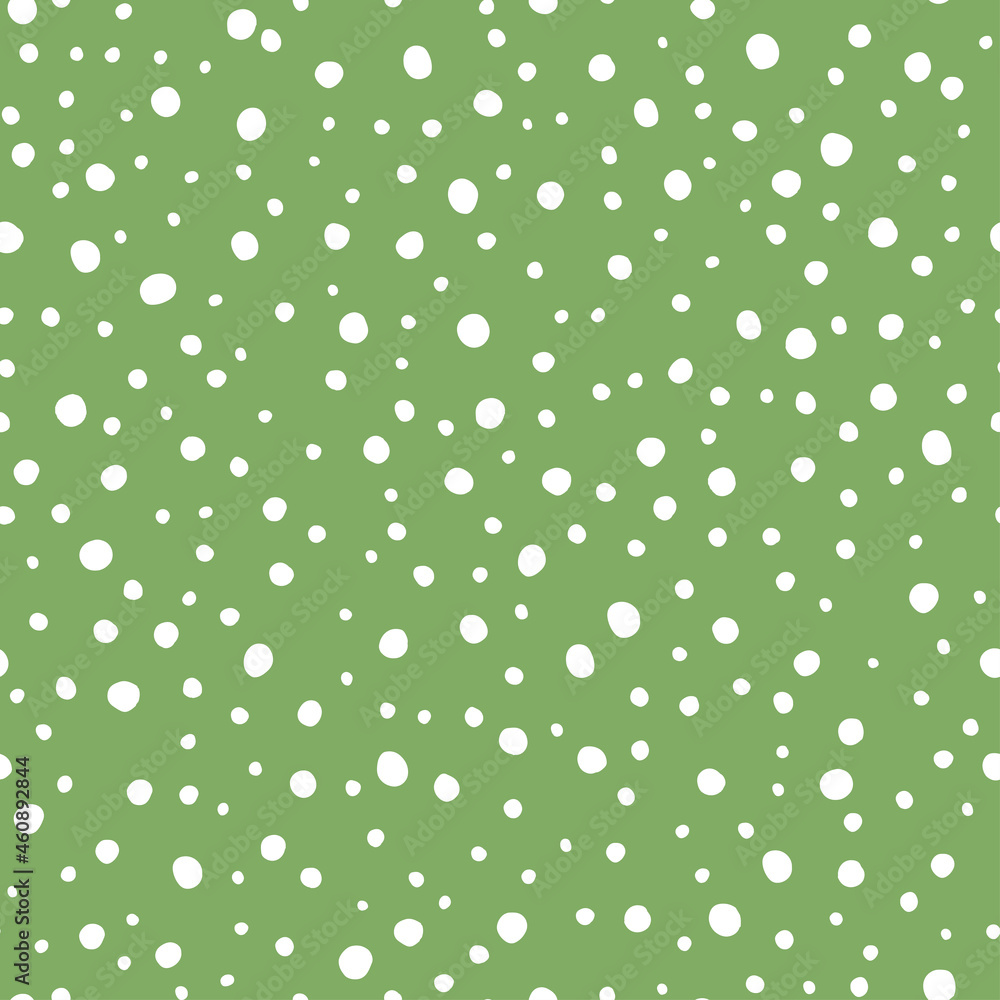 Green seamless pattern with white dots