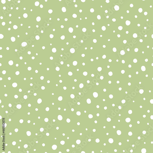 Green seamless pattern with white dots