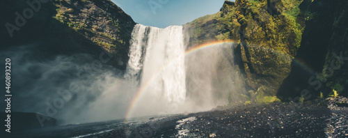 Rainbow at Skogafoss waterfall 