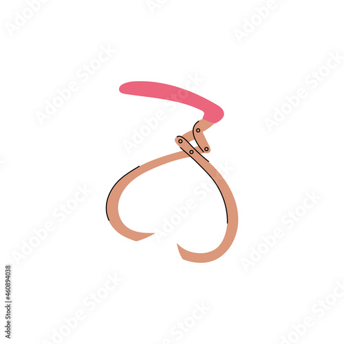 Hook tool from logger or lumberjack equipment flat vector illustration isolated.