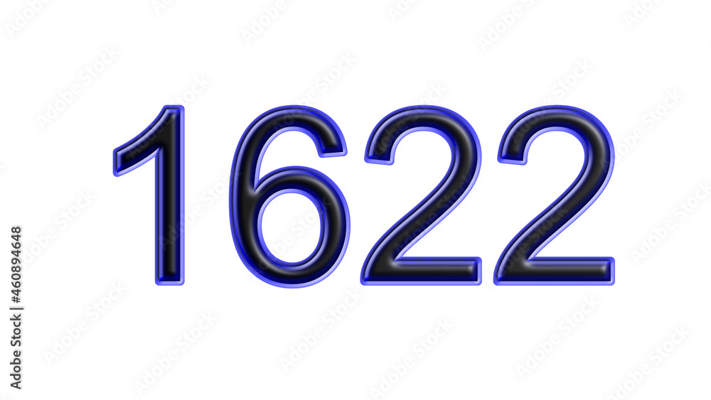 blue 1622 number 3d effect white background blue 1622 number 3d effect white background