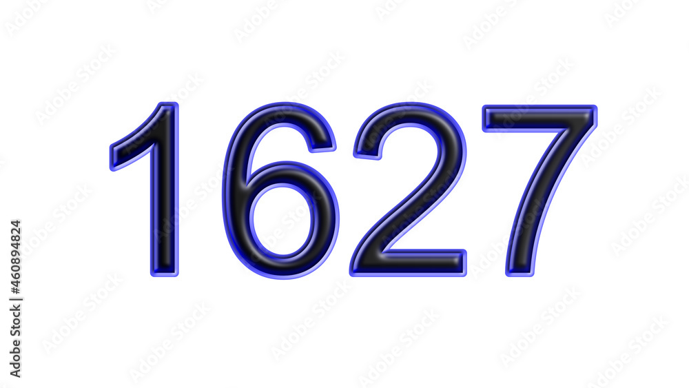 blue 1627 number 3d effect white background blue 1627 number 3d effect white background