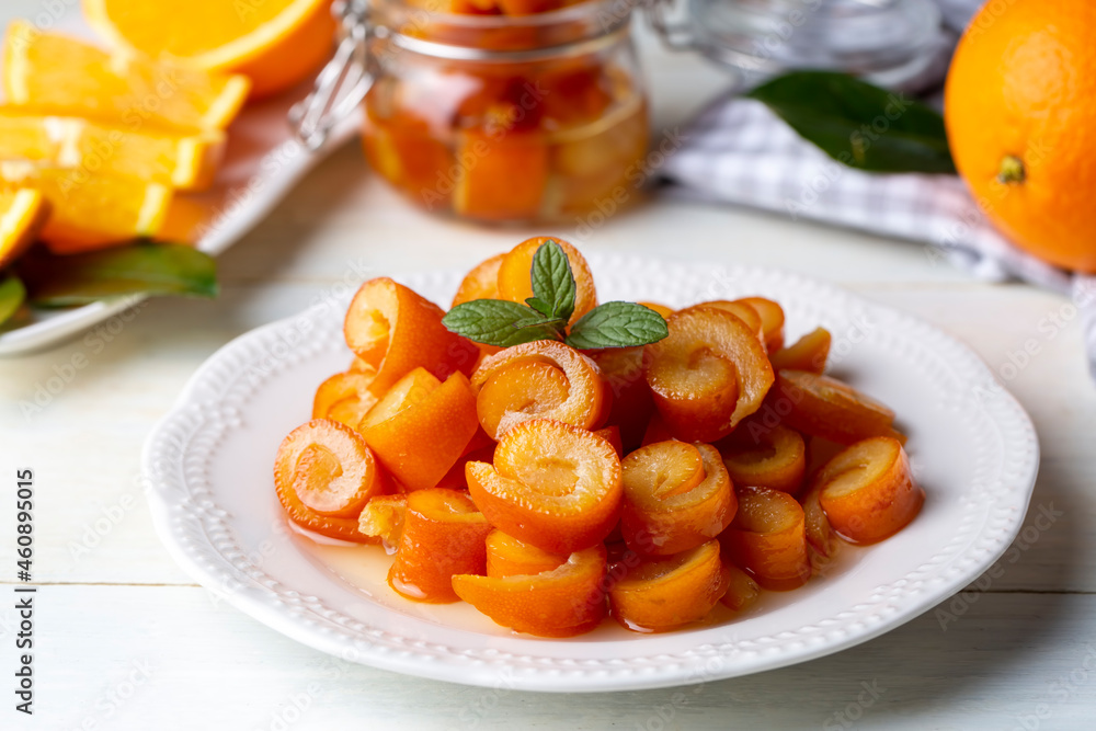 From traditional Turkish cuisine; Orange peel jam (Turkish name; Portakal kabugu receli) From traditional Turkish cuisine; Orange peel jam (Turkish name; Portakal kabugu receli)