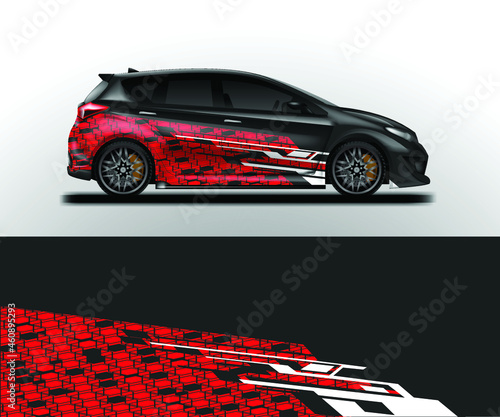 Car wrap designs vector . Background graphic . File ready to print and editable . Eps 10