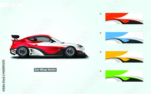 Car wrap decal design vector. Graphic abstract background kit designs for vehicle, race car, rally, livery, sport eps 10