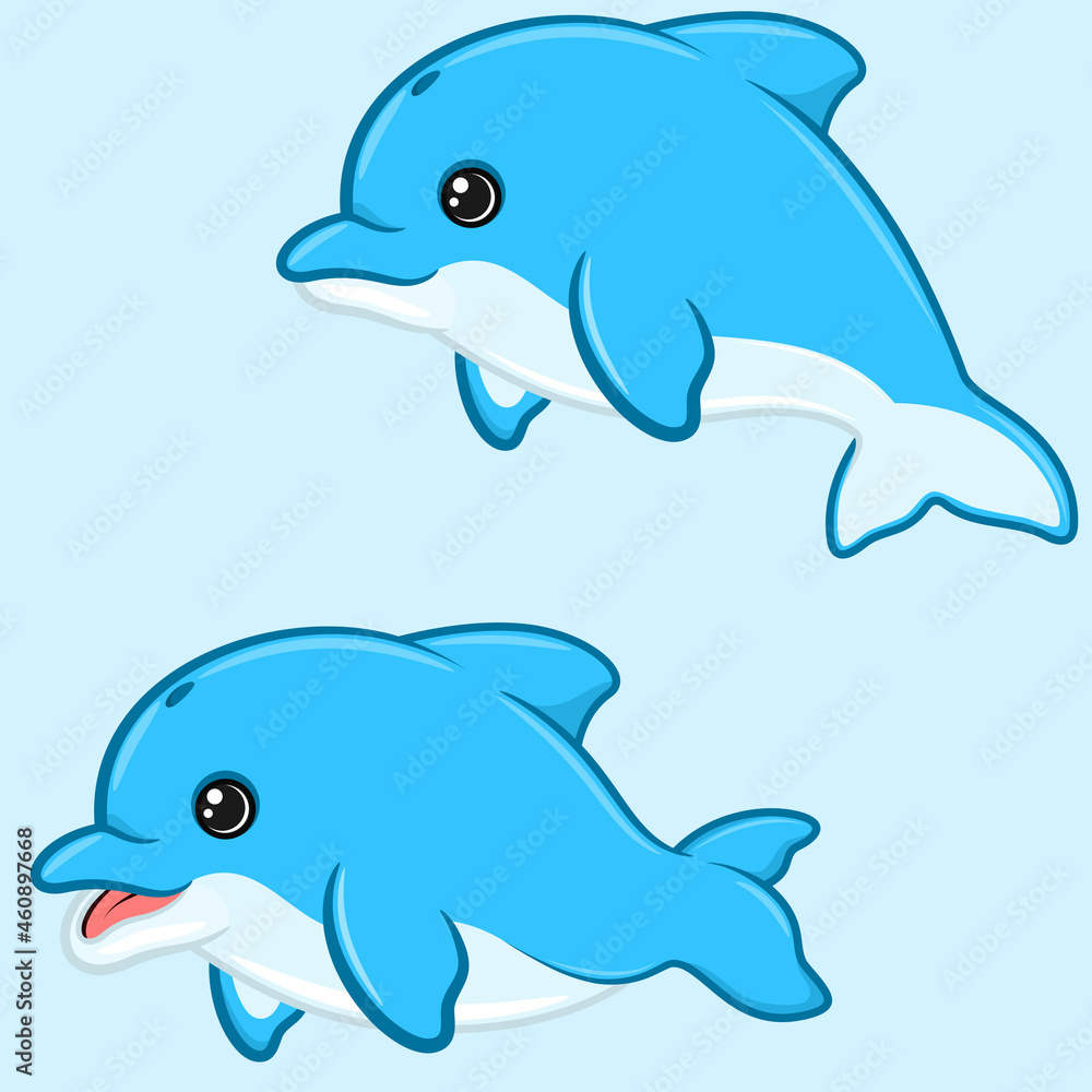 Illustration of dolphin in cartoon shape Illustration of dolphin in cartoon shape