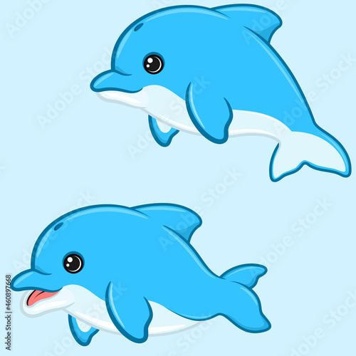 Illustration of dolphin in cartoon shape