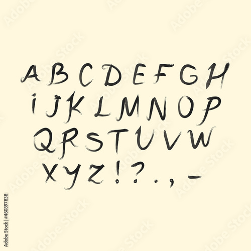 Alphabet written with brush pen