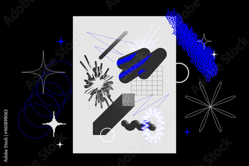 Universal trendy textured geometric bright bold shapes template